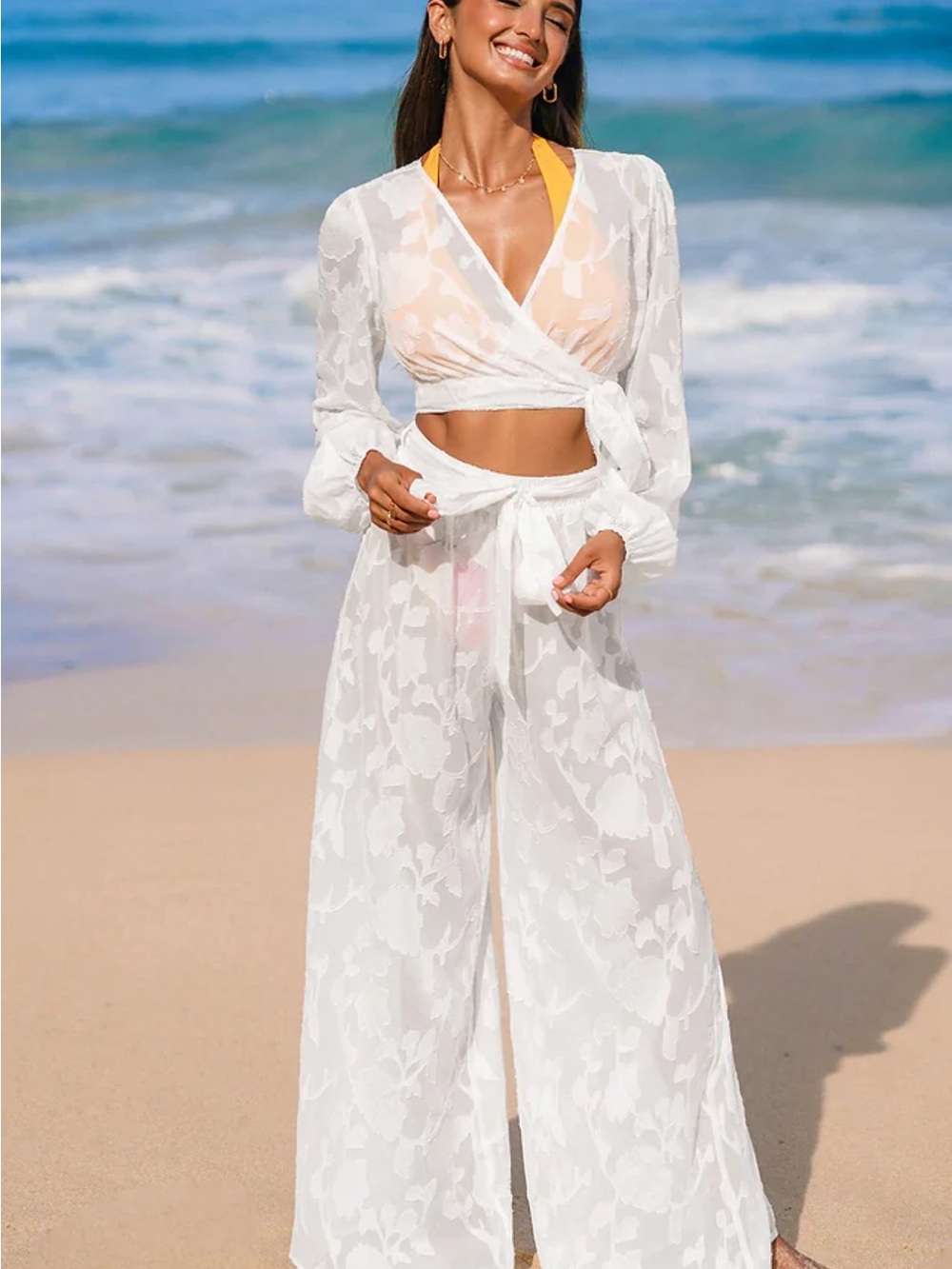 Cupshe wide bottom beach coverup pants NWT